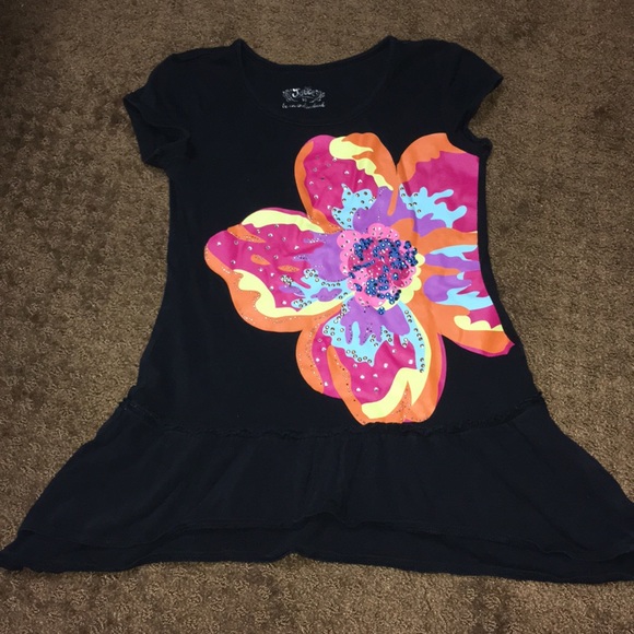 Justice Other - Girls Sz 10 Justice hibiscus short sleeve shirt